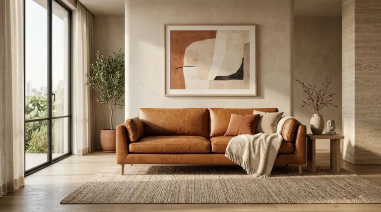 Leather Sofa Styling with Warm Neutral Trends 2026