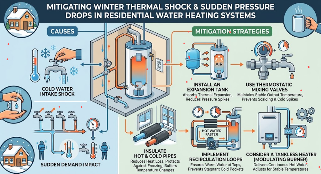 Professional water heater inspection to prevent winter thermal shock, pressure drops, and freeze damage in Nashville homes.